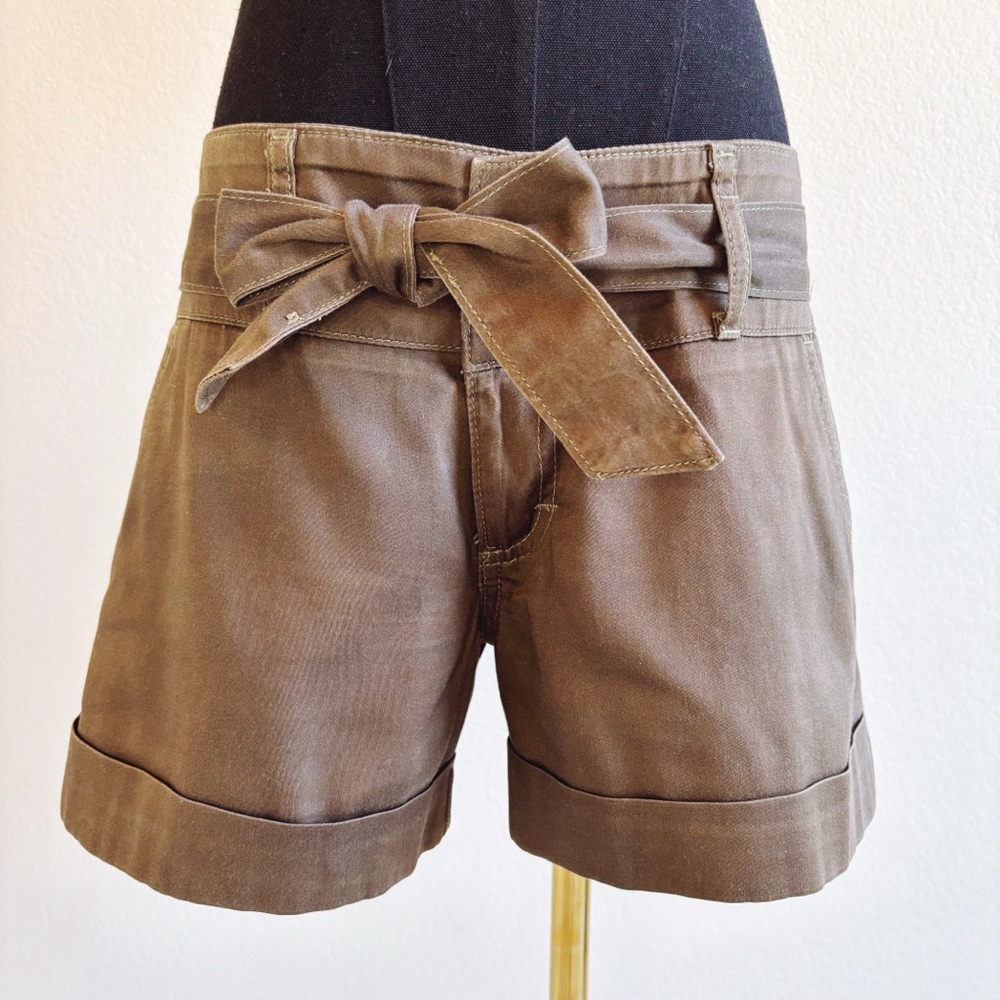 Sanctuary brown cotton tie waist shorts, Sz 27, mid‎ rise, American made